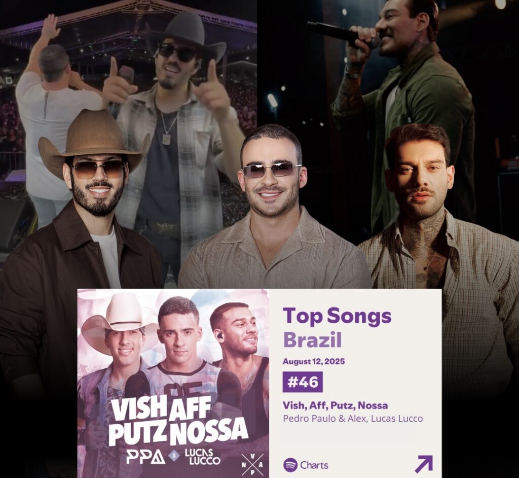 “Vish, Aff, Putz, Nossa”, de Pedro Paulo & Alex feat Lucas Lucco, atinge o Top 39 do Spotify